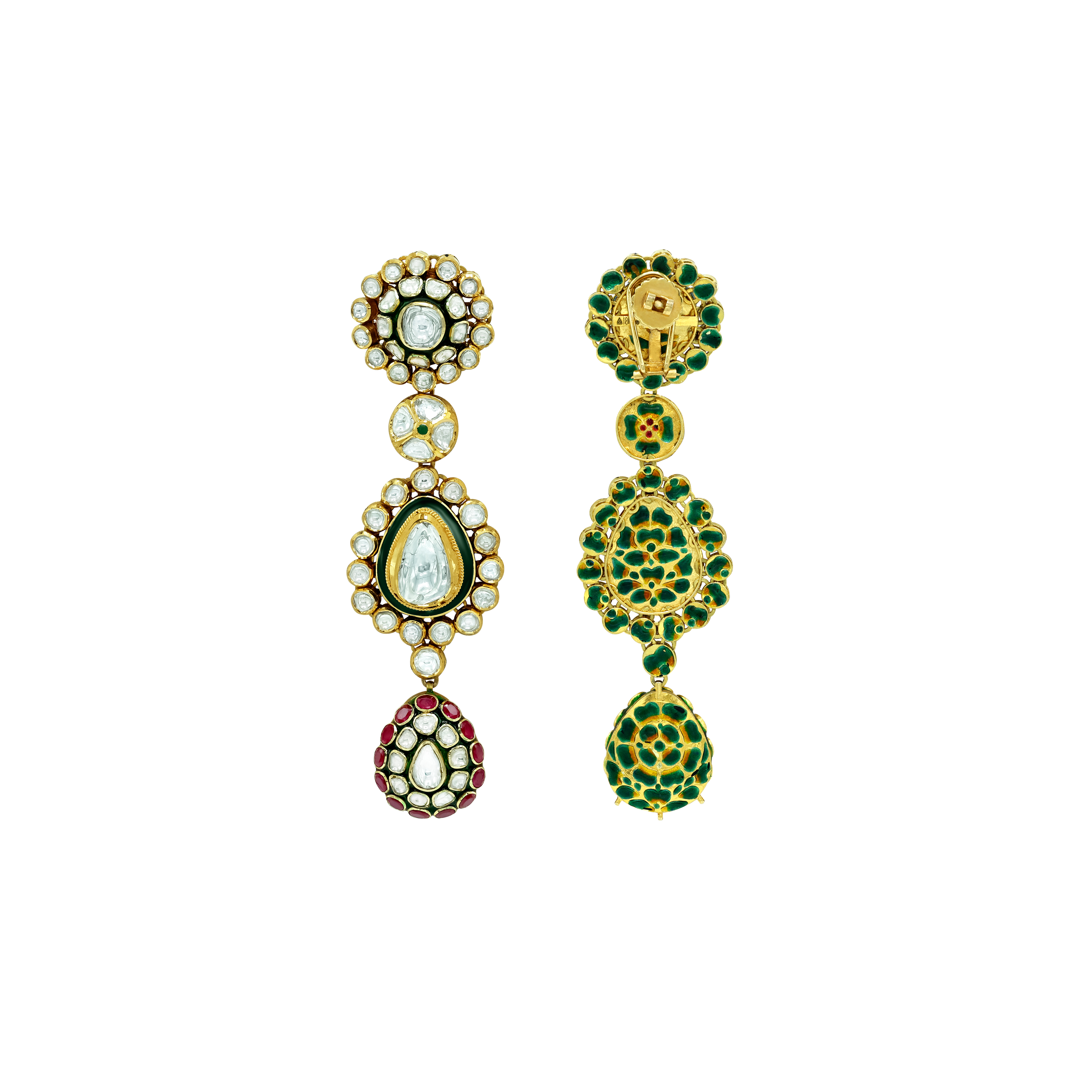 Bridal Polki Choker with Rubies, Green Meena, and Makadi Design Necklace Set